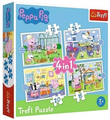 NEW Trefl Jigsaw Puzzle 4 in 1 Pieces 3+ Ages Peppa Pig Holiday Reccolection