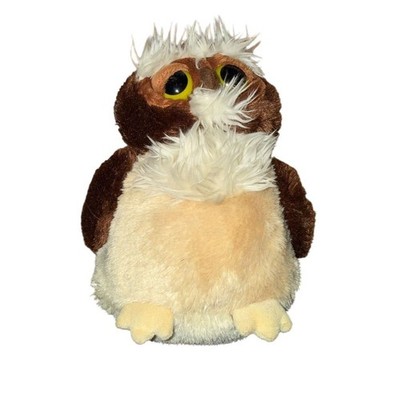 Aurora 9'' Owl Fluffy Plush Stuffed animal Brown & White Wise Old Owl 