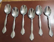 Oneida CANTATA Set of 6 Soup Spoons Stainless Steel China Glossy Flatware Lot D