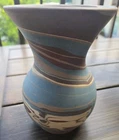 Antique Niloak Blue/Brown Mission Swirl Art Pottery Cabinet Vase - 6 1/2" Tall