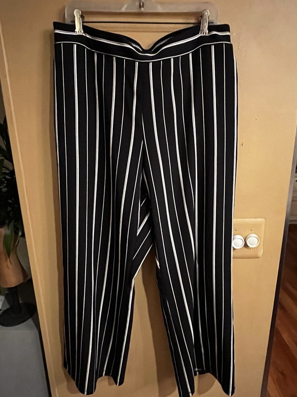 Womens White N Black Striped Pants Size 1x