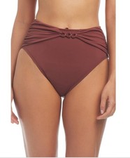 Bleu by Rod Beattie Twisted High-Waist Bikini Bottoms - Chipotle, Size 10, 67