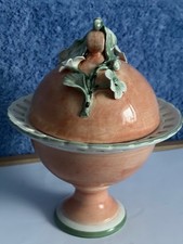 Casa Pupo Italy Ceramic Lidded Bonbon Dish Pedestal Bowl Floral 2507/A