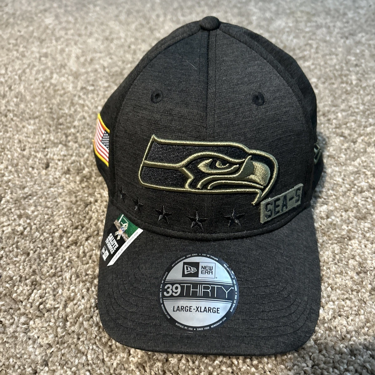 Casquette New Era Seattle Seahawks 39THIRTY Salute To Service 2020 Black - Taille L-XL