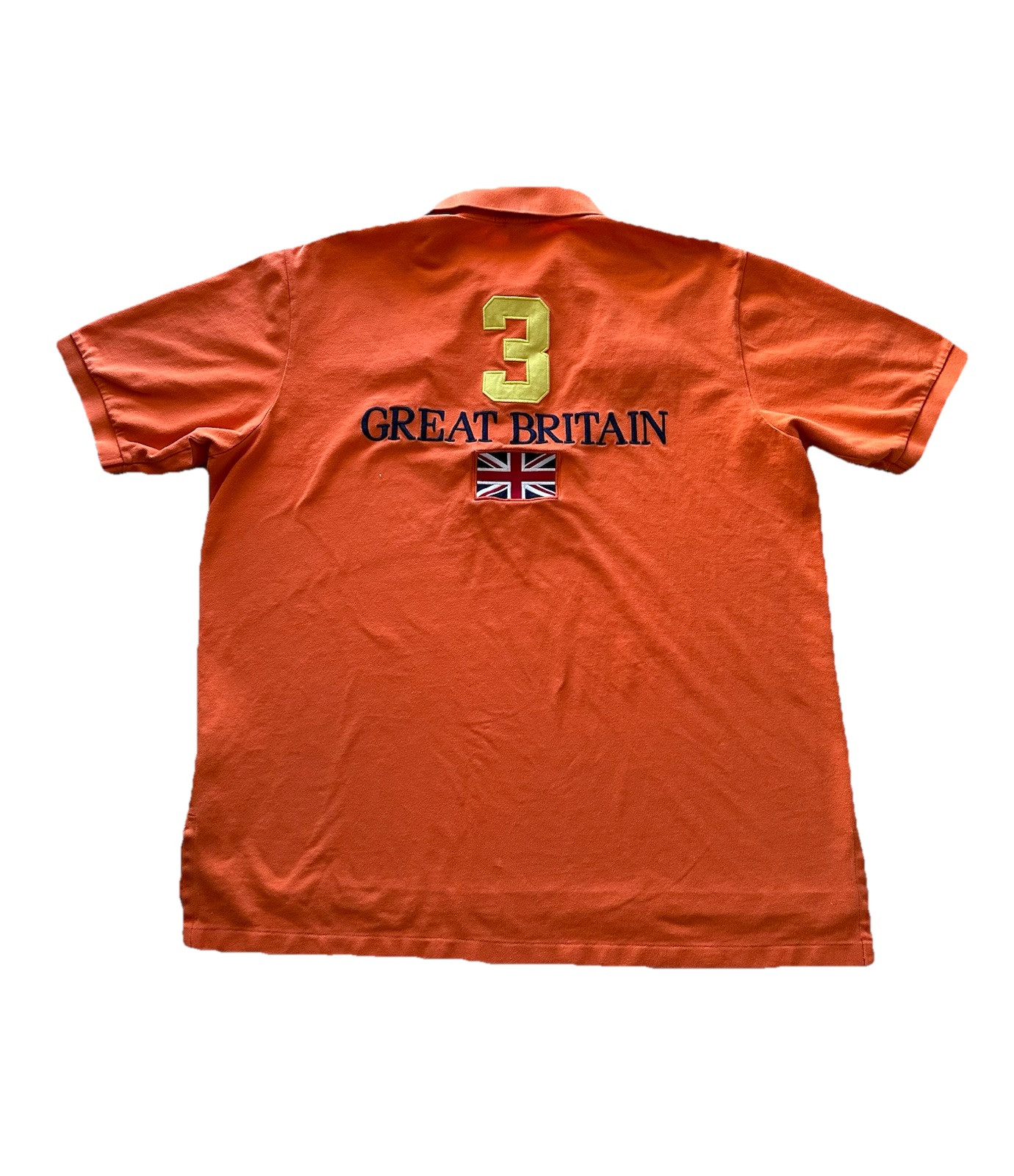 Vintage Ralph Lauren Great Britain London Chief Keef Polo Shirt Mens XXL Orange
