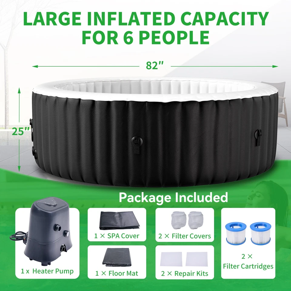 Bañera de hidromasaje inflable Glonerle 4-6 pers 264 galones con 130 chorros de aire, 82''X82''X25"" Foto 2 de 4