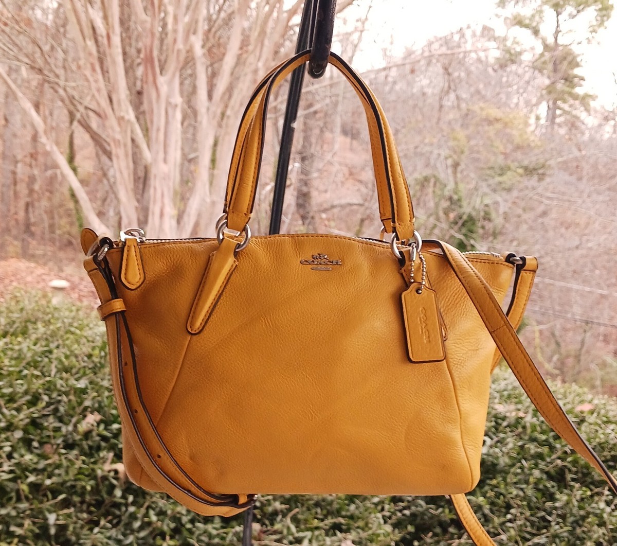 Coach Kelsey F57563 MINI Mustard Yellow Zip Top Leather Crossbody