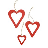 Holzherzen Deko Rot HäNger Set Weihnachten Valentinstag 16 StüCk