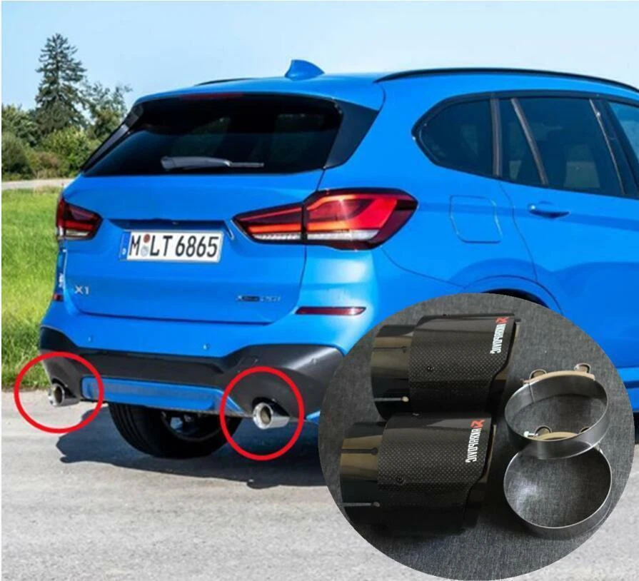 Черная стальная задняя труба глушителя выхлопной системы из углеродного волокна для BMW X1 20-22 F48 - Изображение 2 из 4