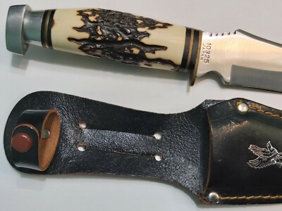 Vtg Precise Silver Eagle Handmade Fixed Blade Stag Handle Vtg Precise Silver Eagle Handmade Fixed Blade Stag Handle