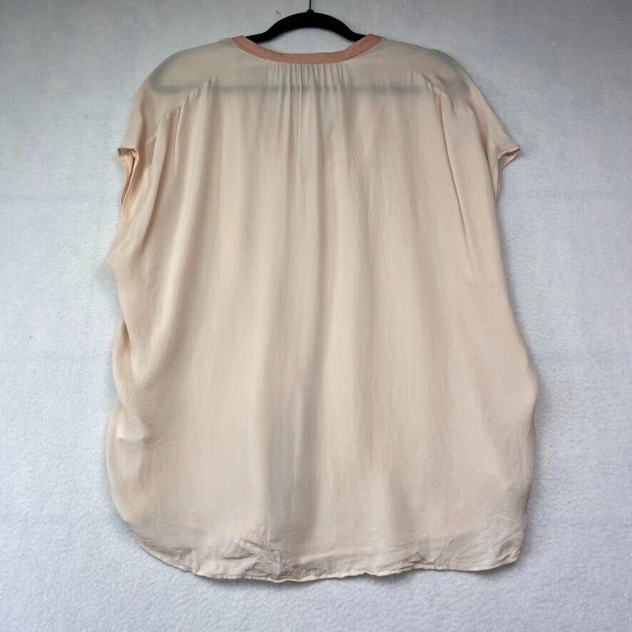 Vince Womens Sheer Peach Blouse with contrasting … - image 2