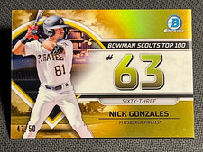 2023 Bowman Chrome GOLD REFRACTOR BOWMAN SCOUTS TOP 100 #63 Nick Gonzales 47/50