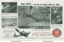 1951 US Steel Grinding Balls Antarctic B-50 Dome Texas Dog Vintage Print Ad SP16