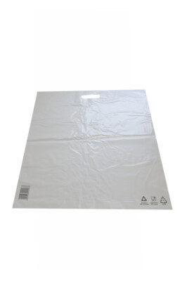 LDPE COEX Tragetaschen Plastiktüten Folienbeutel, WEISS, 55 x 60 + 5 cm