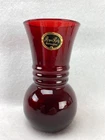 Vintage Anchor Hocking Royal Ruby Ball Bottom Flower Vase Original Sticker 6"