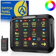 AUXPOWER 12 Gang Switch Panel LED Lights Electronic Relay System 12/24V Marine
