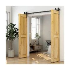 96" Bi-Folding Sliding Barn Door Hardware Kit for 4 Doors,Slide Smoothly Quie...