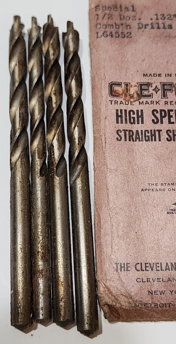4 VINTAGE CLEVELAND TWIST DRILL CO HIGH SPEED STEEL STRAIGHT SHANK
