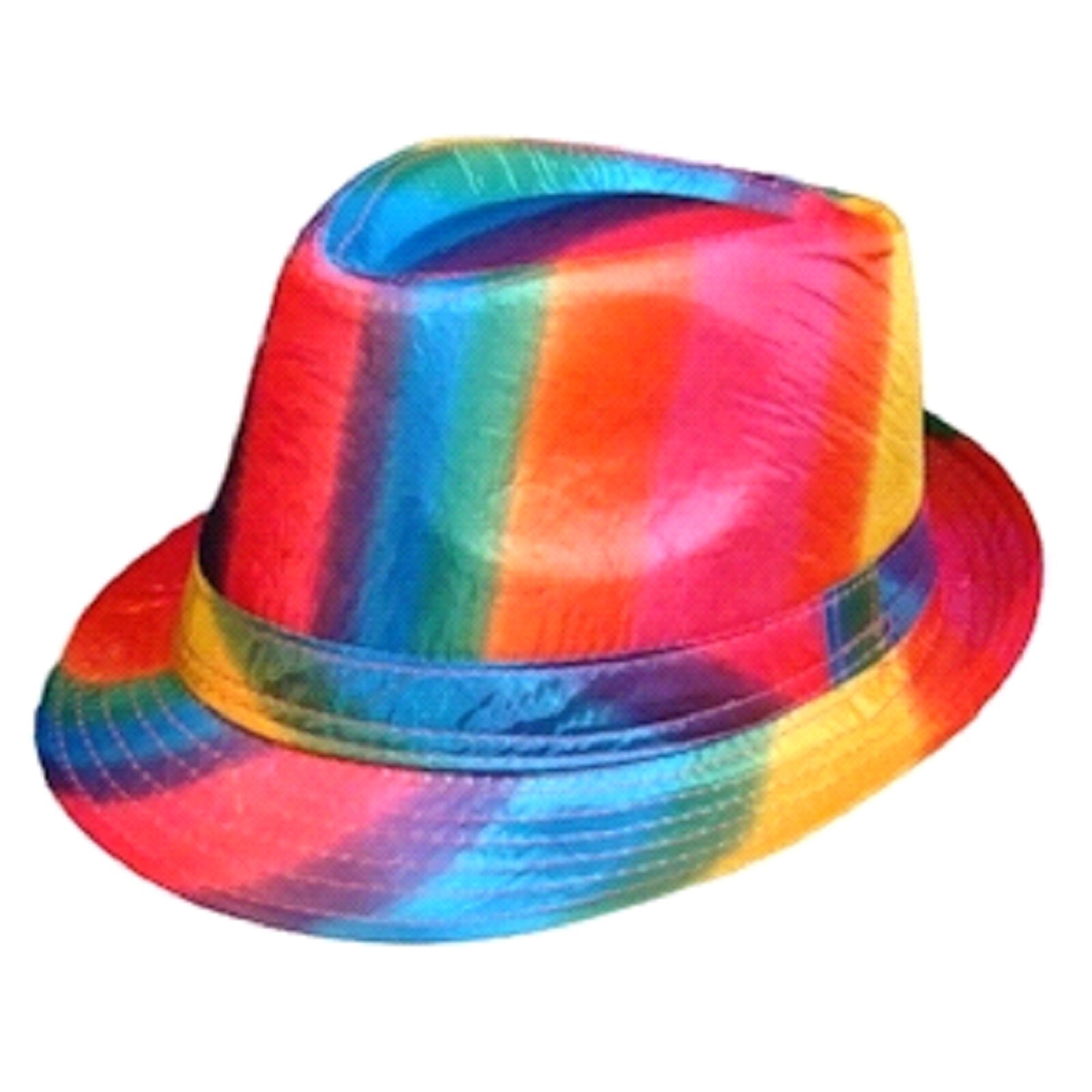 Rainbow Fedora Hat with Lining One Size Fits Most NWT-image