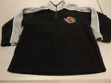 Vtg Sewn Mighty Mac Ottawa Senators NHL Hockey 1/4 zip Fleece Jacket Kids Size 5