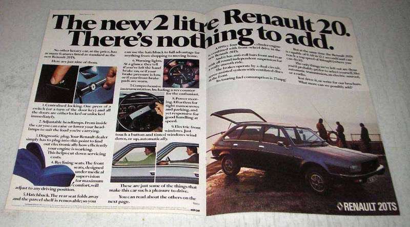 1978 Renault 20TS Ad - Perfection Needs No Additions