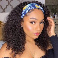 Kinky Curly Headband Wig Human Hair 20 Inch Headband Wigs for Women 200 Full