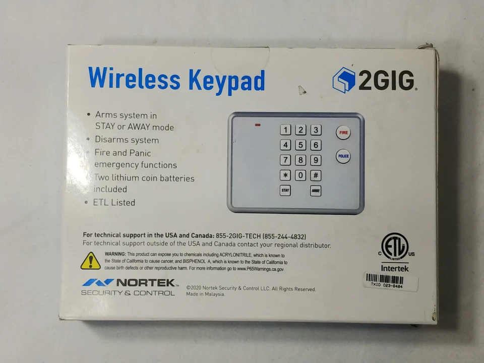Nortek 2GIG Wireless Keypad Model 2GIG-PAD1-345 New In Box - Image 2 of 4