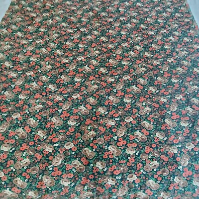 【AAKE】FLOWER CORDUROY PT Vintage Very Fine Pinwale Floral Corduroy Flowers on Green