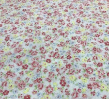 Flower Fields Spring Floral Pink/Yellow on White - Lecien Japan Cotton Fabric