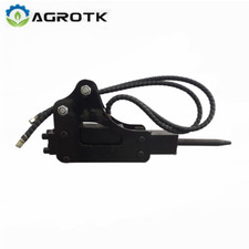 AGT Mini Excavator Hammer Concrete Breaker Attachment 2 Chisel Bits Tool Black