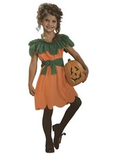 Girls Orange Green Pumpkin Princess Costume Dress Small 6-6X