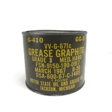 VINTAGE MILITARY G-410 GREASE GRAPHITE GRADE 3 ALMOST EMPTY 3/67 1 POUND CAN 