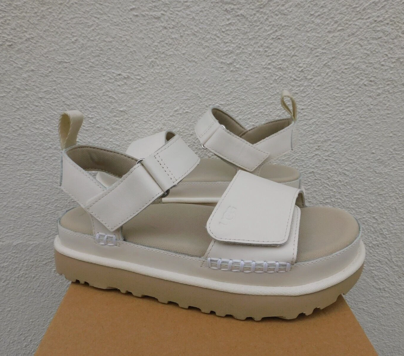 SANDALI UGG JASMINE GOLDENS IN PELLE CON PLATEAU E CINTURINO DONNA US 9 EUR 40 ~NUOVI