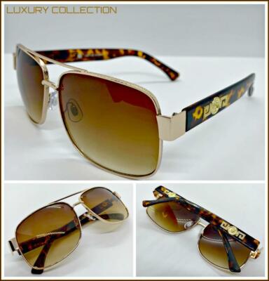 Classy Elegant Retro Hip Hop Style SUNGLASSES Large Square Gold Frame Honey Lens