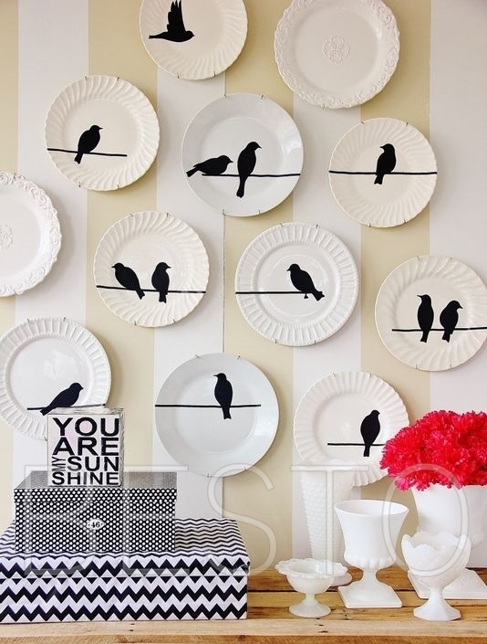 Wire Plate Holder Hanger Wall Display Hanging Art Deco White Adjustable