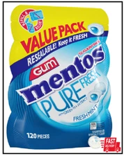 Mentos Pure Fresh Sugar-Free Chewing Gum with Xylitol, Fresh Mint, 120 Piece Bul