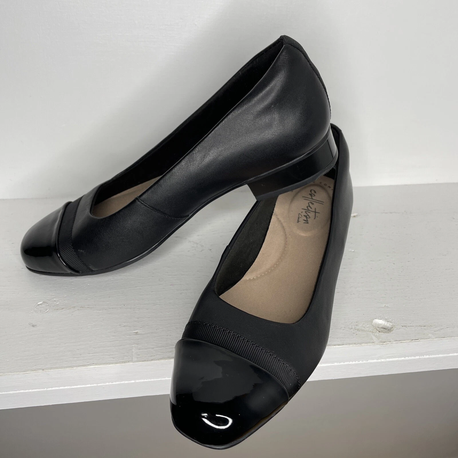 Scarpe ballerine Clarks Collection donna nere in pelle con punta a cappuccio misura 6 M