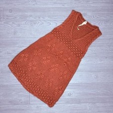 Uncle Frank crochet knit burnt orange sleeveless sweater dress xsmall