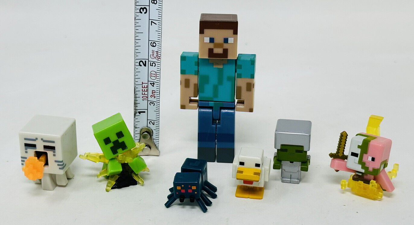 DIY Minecraft Hostile Mobs Minis Set - Steve, Creeper, Zombie, and Spider 