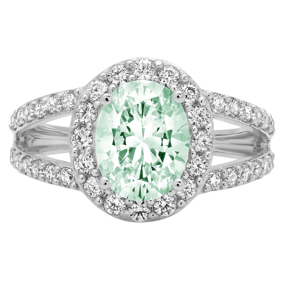 14K White Gold Vintage Engagement Ring for Women 2.6 ctw Simulated ...