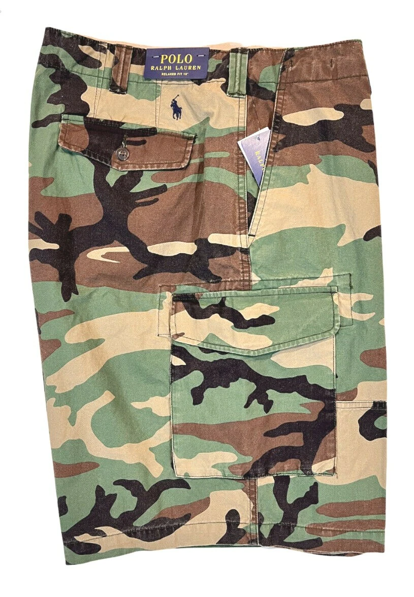 Polo Ralph Lauren Pony Relaxed Fit Cargo Camo Military Army Shorts