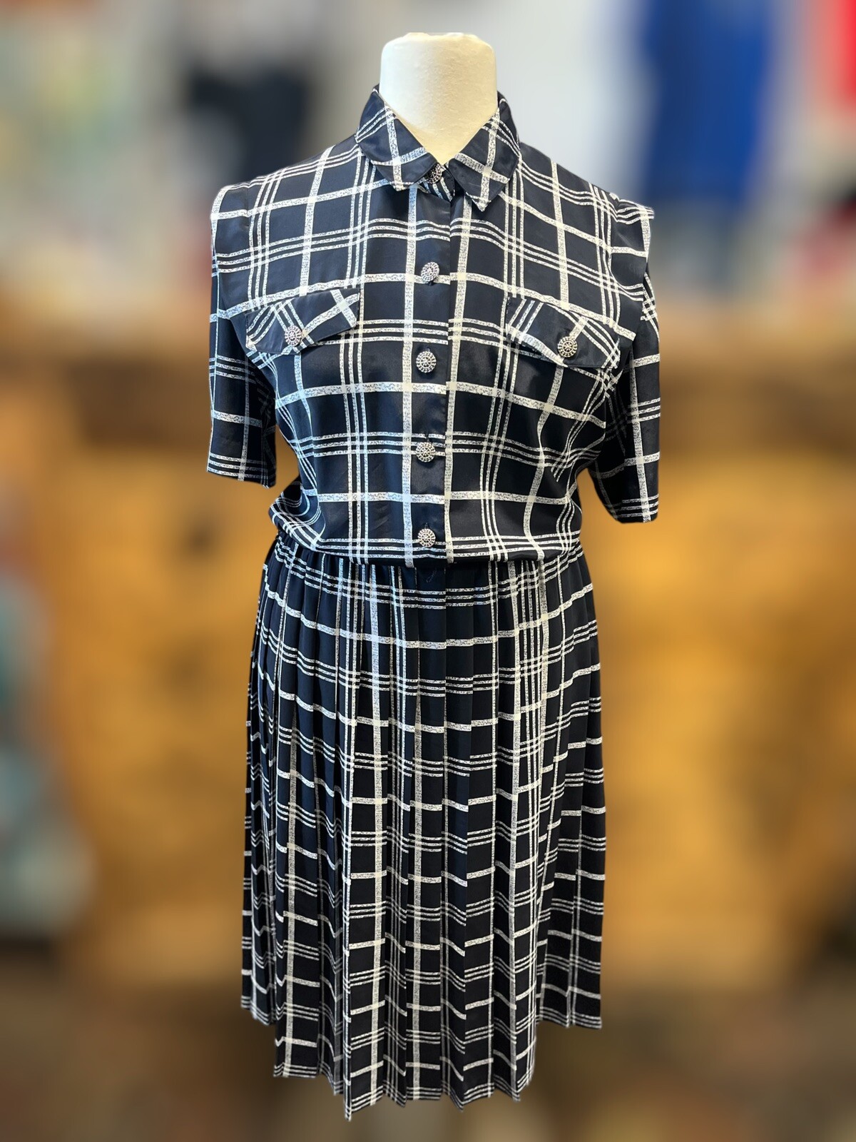 90s Leslie Fay Navy Blue Shirt Dress Plus Size eBay