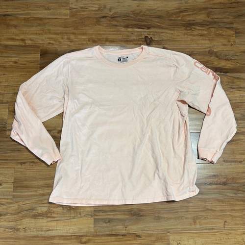 Carhartt Loose Fit Long Sleeve Graphic Tee Workwear Shirt Damen XL Peach