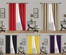 2 PANELS LINED HEAVY THICK BLACKOUT GROMMET WINDOW CURTAIN DRAPE TREATMENT