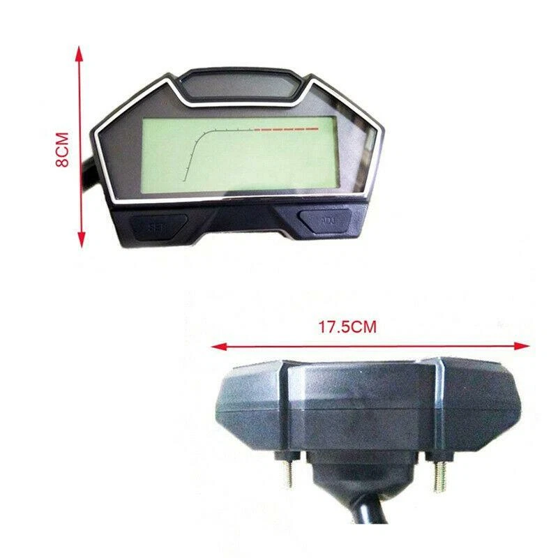 12V Universal LCD Motorcycle Speedometer Odometer RPM Speed Fuel Gauge Kph Mph - Image 2 of 4