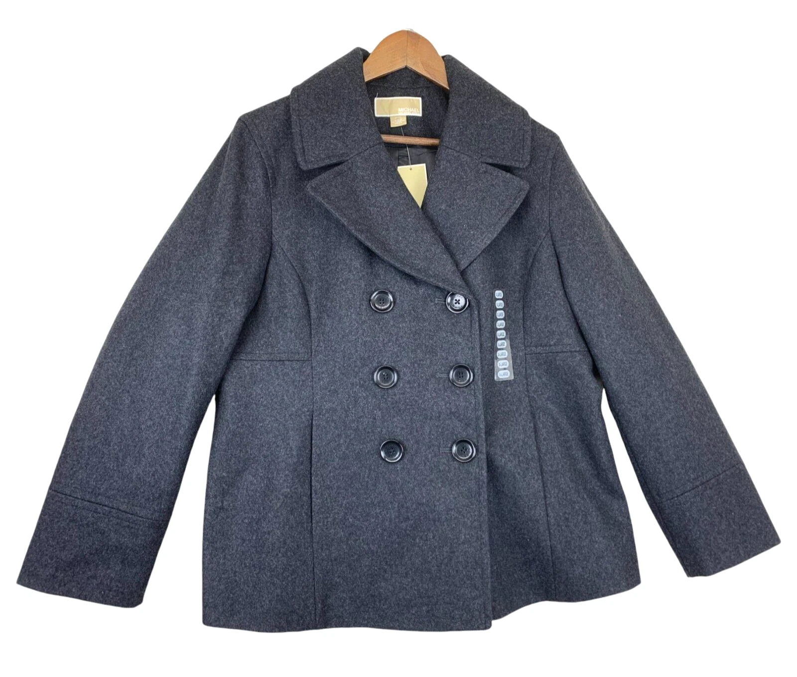 Cappotto Michael Kors Pea donna XL grigio misto lana foderato tacca risvolto doppiopetto