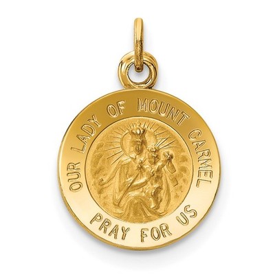 14k Gelbgold Unsere Liebe Frau von Mt. Karmel Medaille Charm Anhänger 0,75g für Mama