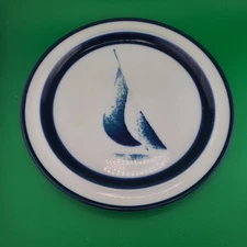 4 Noritake Running Free Salad Plates Stoneware Japan Sailboat