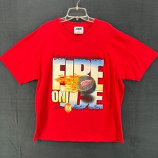 Vintage Detroit Red Wings 90s Fire on Ice NHL Hockey Red Shirt Size XL USA Made
