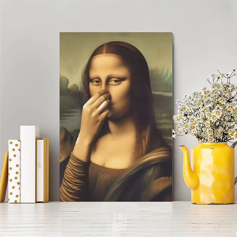 Funny Mona Lisa Canvas Wall Art, Parody Vintage Artwork Poster Print, Humorous - Image 2 of 4